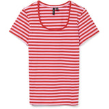 Vero Moda VERO MODA dam t-shirt VMLOTTE T-shirt Fiery Red Stripes BONBON