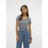Vero Moda VERO MODA dam t-shirt VMLOTTE T-shirt Snow White Stripes NAVY BLAZER