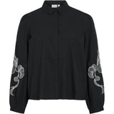 VILA VILA dam skjorta VIVESTA Shirt Black Beauty Detail Snow white