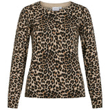 VILA VILA dam stickad VIRIL Knit Birch LEOPARD