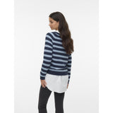 Vero Moda Vero Moda dam stickad VMDOFFY Knit Navy Blazer Stripes:W. CHINA BLUE