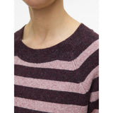 Vero Moda Vero Moda dam stickad VMDOFFY Knit Winetasting Stripes:W. ROSE BROWN