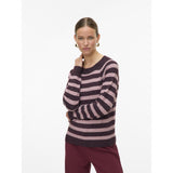 Vero Moda Vero Moda dam stickad VMDOFFY Knit Winetasting Stripes:W. ROSE BROWN