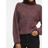 VILA Vila dam stickat VILORY Knit Port Royale Pattern EGGNOG MELANGE