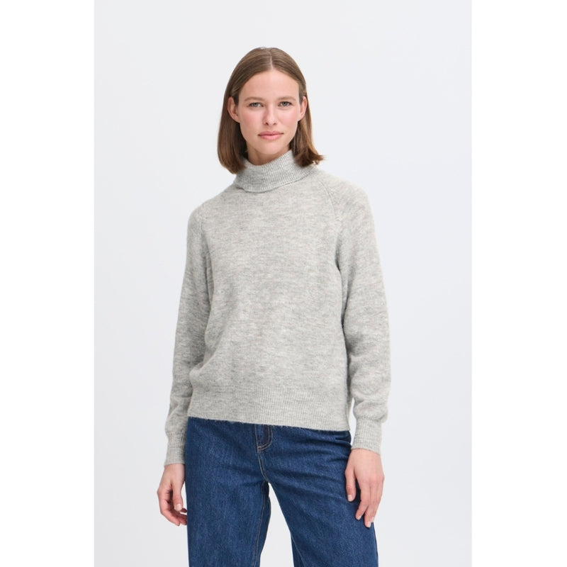 b.young B.YOUNG DAM STICKAD TRÖJA BYMONNA Knit Mid Grey Melange