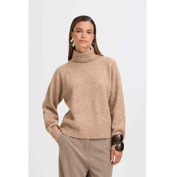 b.young B.YOUNG DAM STICKAD TRÖJA BYMONNA Knit Walnut Melange