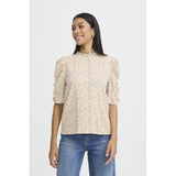 b.young B.YOUNG Dam Skjorta BYGABRIA Shirt BYMINI FLOWER OYSTER GRAY