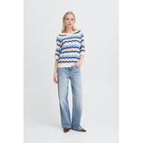 b.young B.YOUNG Damstickad BYMMORLA Knit DELLA ROBBIA BLUE ZIG ZAG