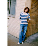 b.young B.YOUNG Damstickad BYMMORLA Knit DELLA ROBBIA BLUE ZIG ZAG