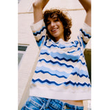 b.young B.YOUNG Damstickad BYMMORLA Knit DELLA ROBBIA BLUE ZIG ZAG