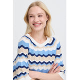 b.young B.YOUNG Damstickad BYMMORLA Knit DELLA ROBBIA BLUE ZIG ZAG
