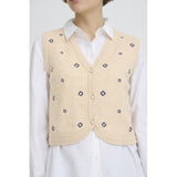 b.young B.YOUNG Damväst BYNADIKA Vest OYSTER GRAY GEOMETRIC EMB