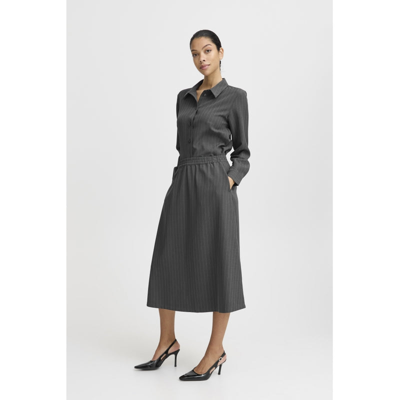 b.young B.YOUNG dam kjol BYMIDDE Skirt Dark Grey Mel. Pinstripe Mix
