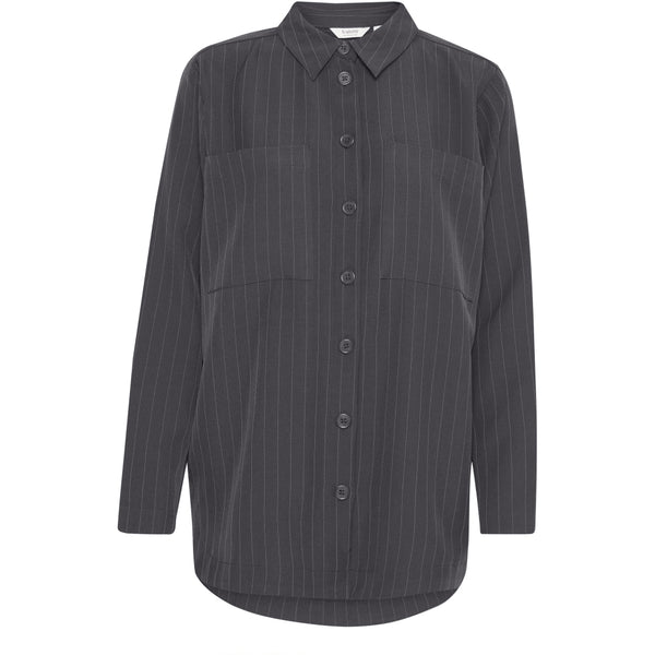 b.young B.YOUNG dam skjorta BYMMIDDE Shirt Dark Grey Mel. Pinstripe Mix