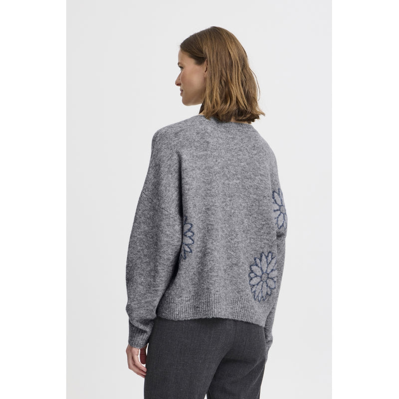 b.young B.YOUNG dam stickad BYOMEA Knit Mid Grey Melange