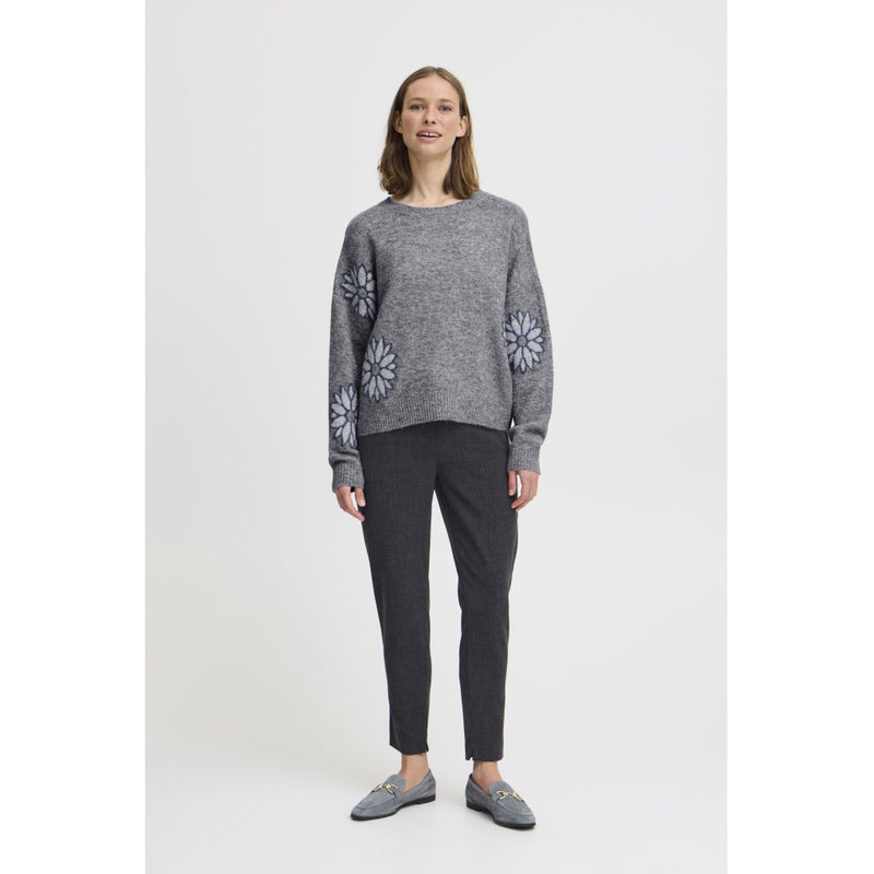 b.young B.YOUNG dam stickad BYOMEA Knit Mid Grey Melange