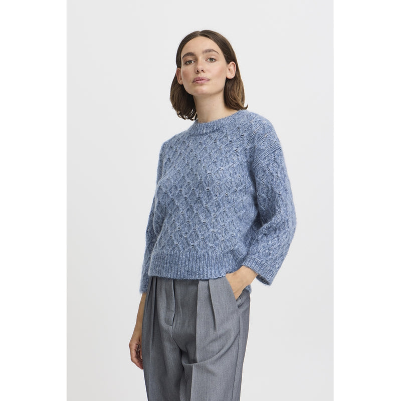 b.young B.YOUNG dam stickad BYOMHU Knit Blue Horizon Melange