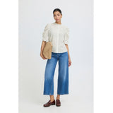 b.young B.YOUNG dam skjorta BYFFION Shirt WHITE BLUE BLUEBERRIES