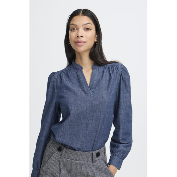 b.young B.Young dam blus BYXKANTI Blouse Mid Blue Denim