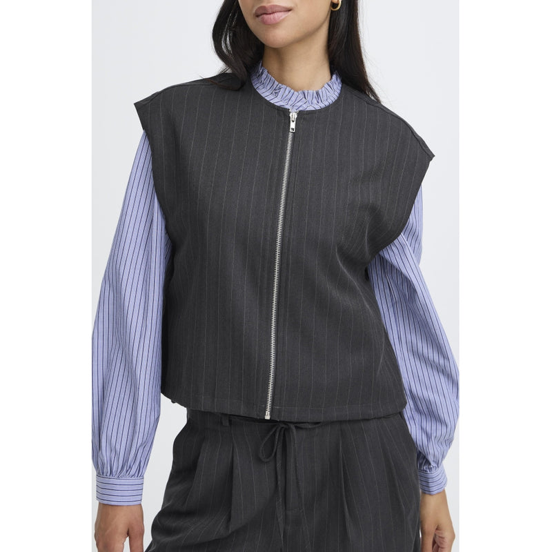 b.young B.Young dam väst BYXDAYO Vest dark grey pinstripes