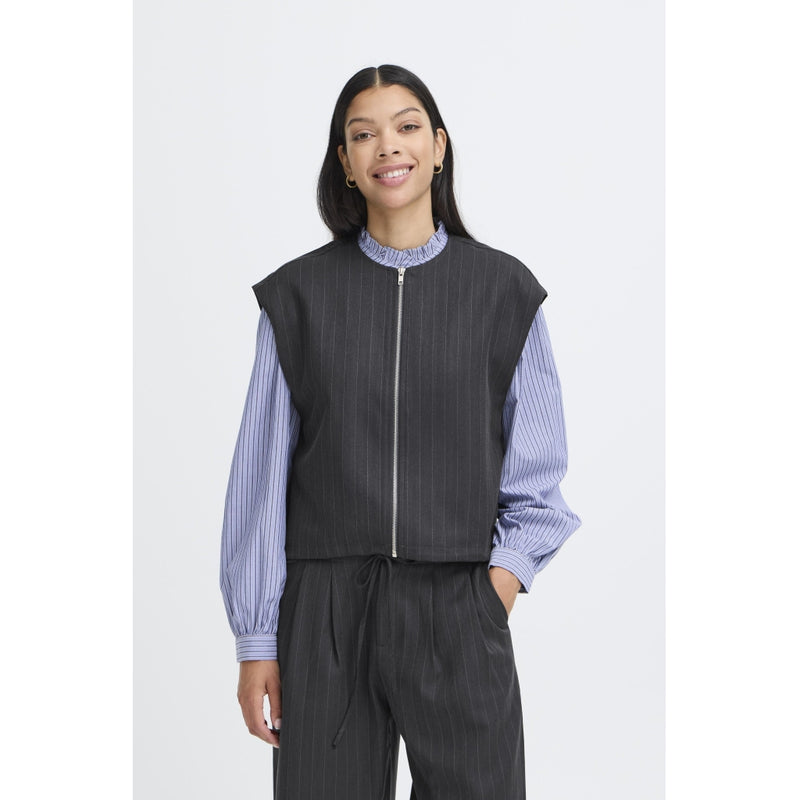 b.young B.Young dam väst BYXDAYO Vest dark grey pinstripes
