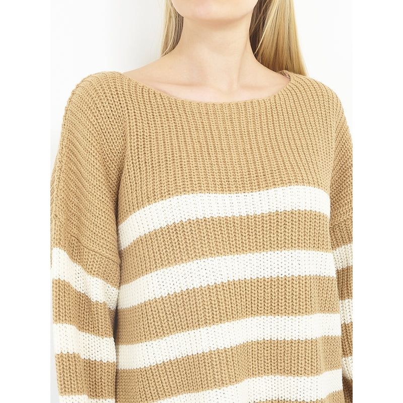 MARTA DU CHATEAU Brave Soul Randig Pullover Marina Restudsalg Camel