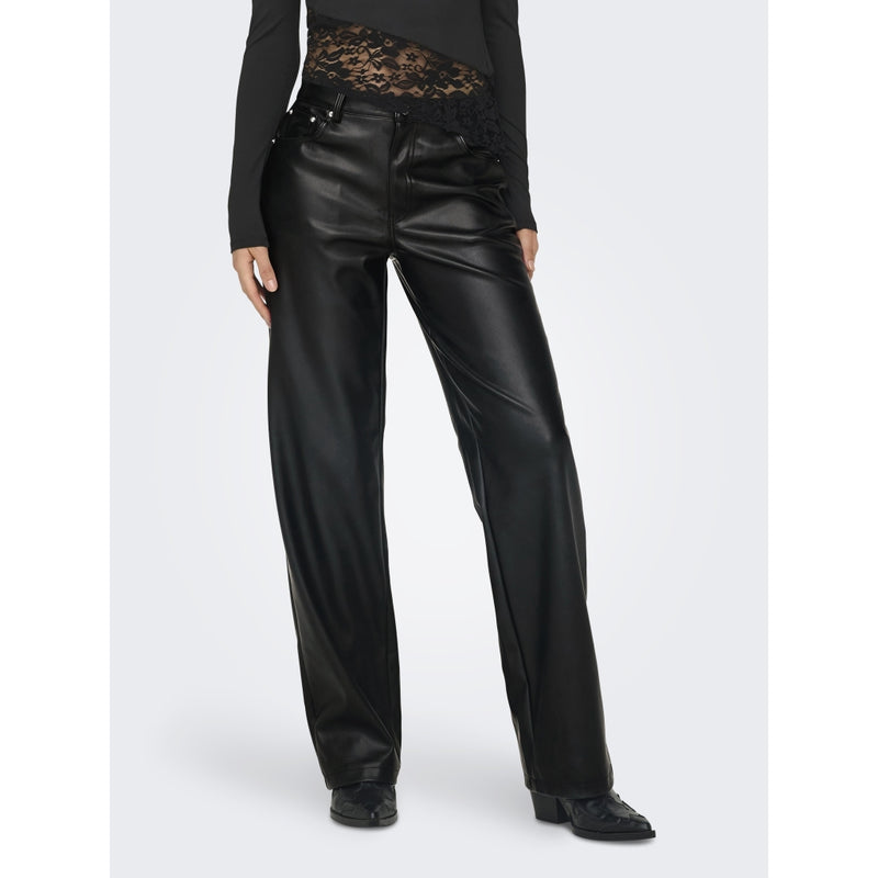 ONLY ENDAST Dam Byxor FAUX LEATHER ONLKIRI Pant Black