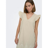 ONLY ONLY dam klänning ONLTULUM Dress LONG Olive Gray BRIGHT WHITE