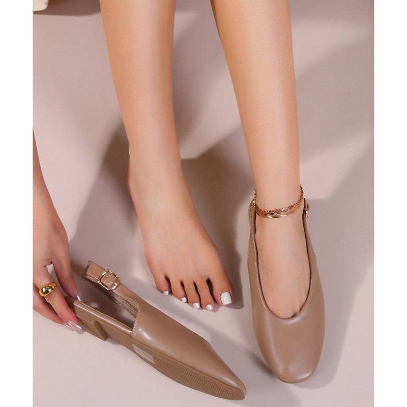 SHOES Gitte dam sling tillbaka ballerinaskor OP16-46PU Shoes Kaki