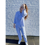 ICHI ICHI dam skjorta IHANOVA Shirt Blue Pinstripe