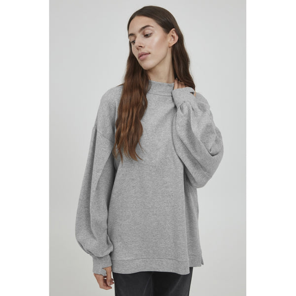 ICHI ICHI dam sweatshirt IHAZANI Restudsalg Light Grey Melange