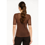 Liberté LIBERTÉ dam T-shirt MESH DOT T-shirt Dark Brown