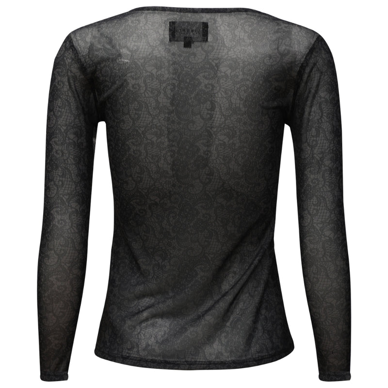 Liberté LIBERTÉ dam blus MESH Blouse BLACK GREY LACE