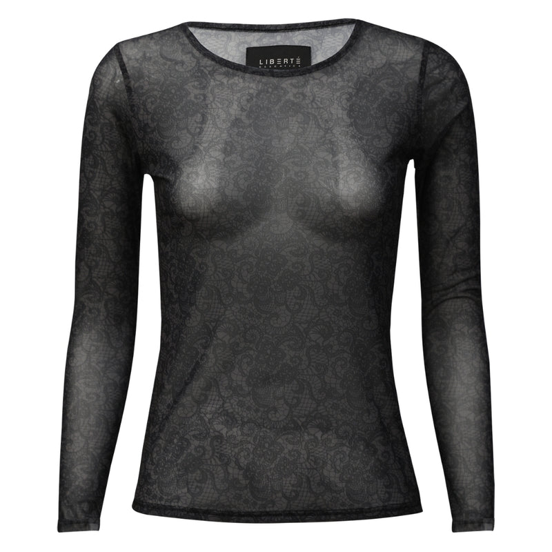 Liberté LIBERTÉ dam blus MESH Blouse BLACK GREY LACE