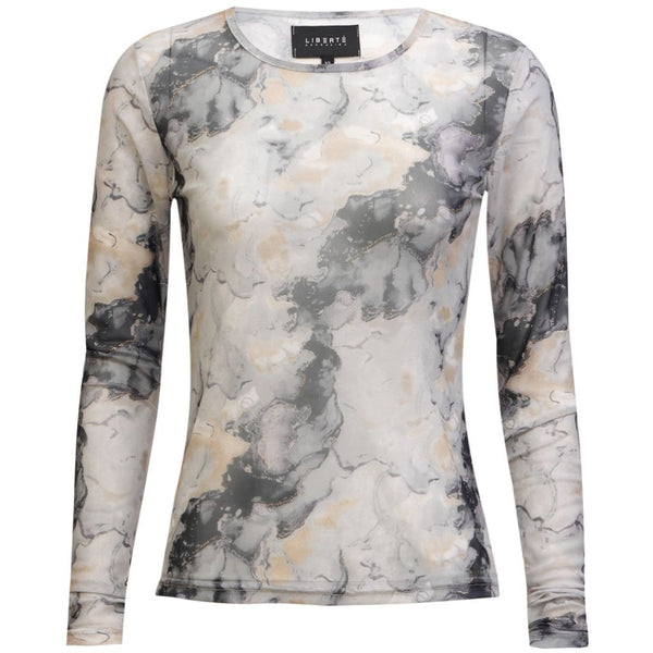 Liberté LIBERTÉ dam blus MESH Blouse BLACK GREY MARBLE