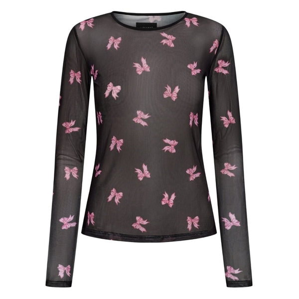 Liberté LIBERTÉ dam blus MESH Blouse BLACK PINK BOW