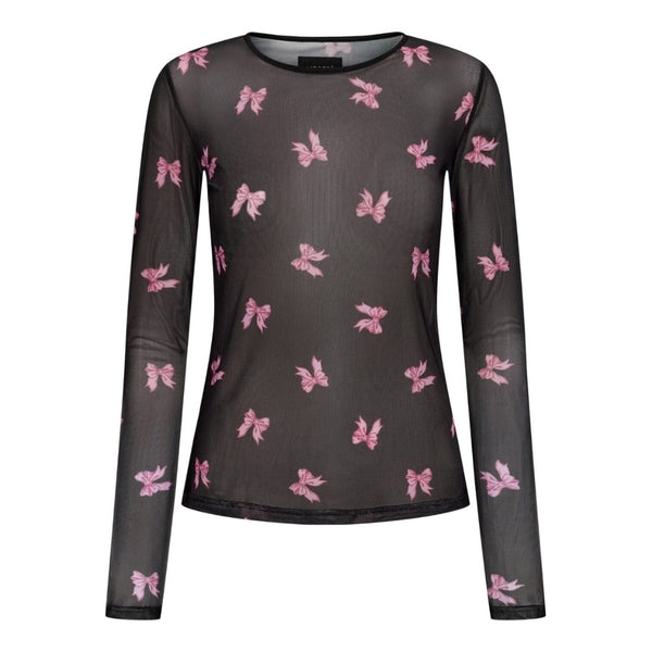 Liberté LIBERTÉ dam blus MESH Blouse BLACK PINK BOW