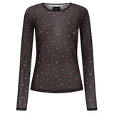 Liberté LIBERTÉ dam blus MESH Blouse BLACK RED HEARTS