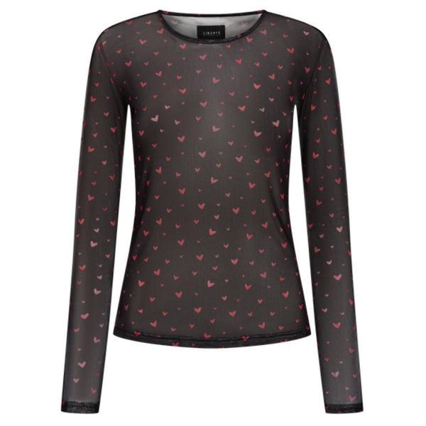 Liberté LIBERTÉ dam blus MESH Blouse BLACK RED HEARTS