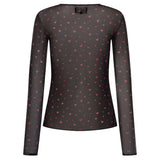 Liberté LIBERTÉ dam blus MESH Blouse BLACK RED HEARTS