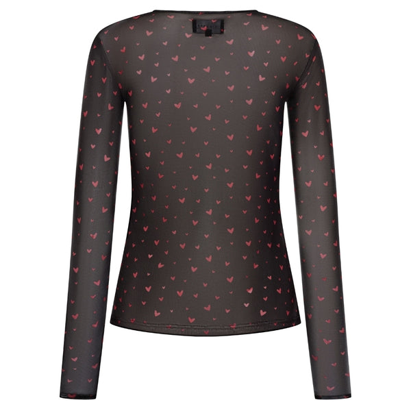 Liberté LIBERTÉ dam blus MESH Blouse BLACK RED HEARTS