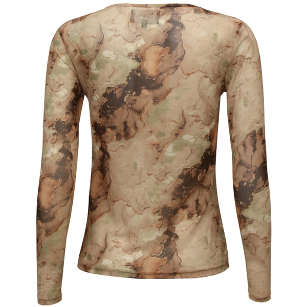 Liberté LIBERTÉ dam blus MESH Blouse BROWN GOLD MARBLE