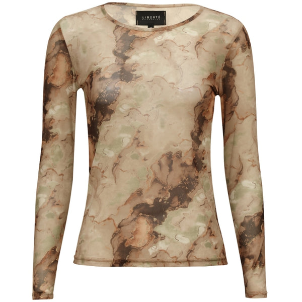 Liberté LIBERTÉ dam blus MESH Blouse BROWN GOLD MARBLE