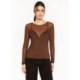 Liberté LIBERTÉ dam blus MESH Blouse Dark Brown