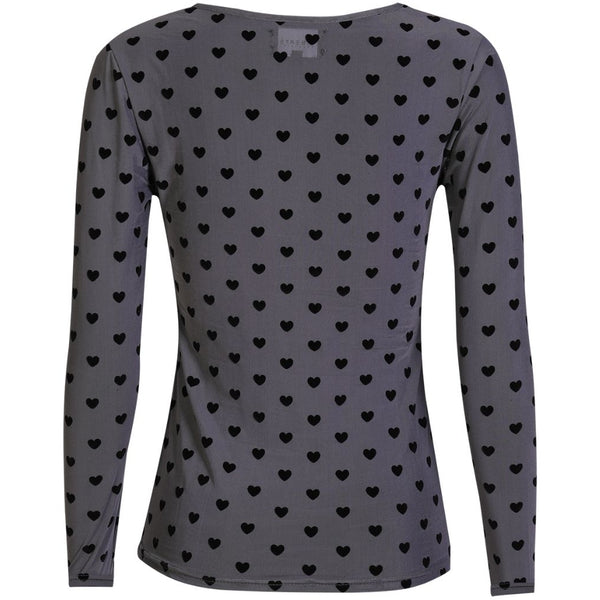 Liberté LIBERTÉ dam blus MESH Blouse GREY BLACK FLOCK HEART