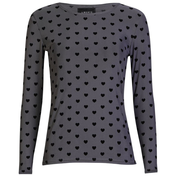 Liberté LIBERTÉ dam blus MESH Blouse GREY BLACK FLOCK HEART