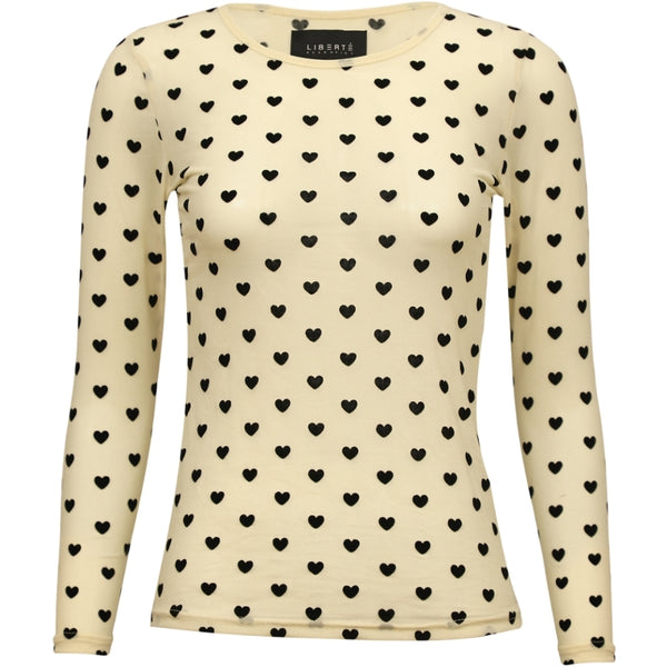 Liberté LIBERTÉ dam blus MESH Blouse IVORY BLACK FLOCK HEART