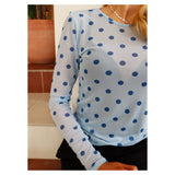 Liberté LIBERTÉ dam blus MESH Blouse LIGHTBLUE BLUE DOT