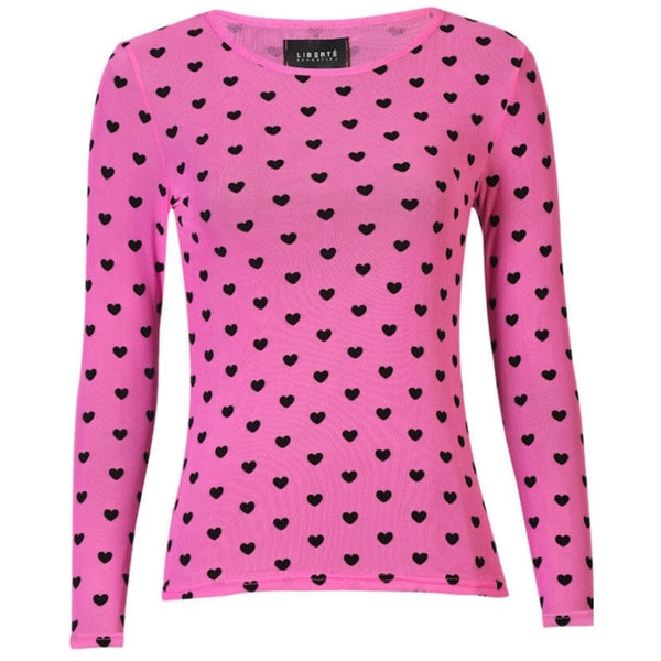 Liberté LIBERTÉ dam blus MESH Blouse PINK BLACK FLOCK HEART