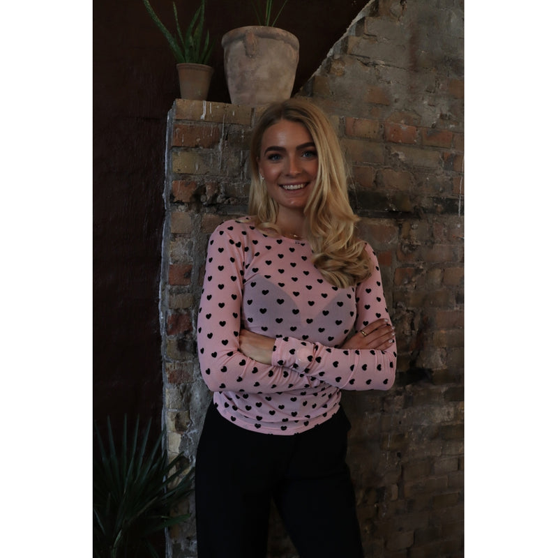 Liberté LIBERTÉ dam blus MESH Blouse ROSE BLACK FLOCK HEART